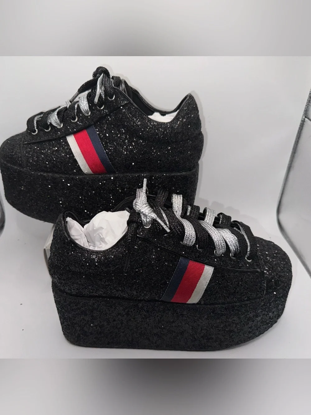 ✨ Cape Robbin Black Glitter Platform Sneakers | women 9/EU40